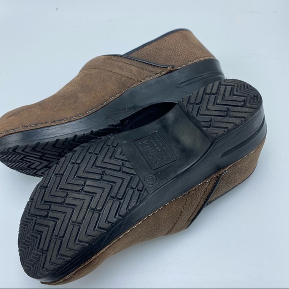 Sanita Brown Leather Clog Lisbeth Nursing Professional Slip On Size 40 - Picture 10 of 15